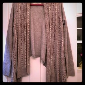 Anthropologie sweater with gray and cream detail